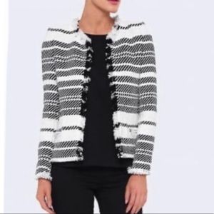 Iro Zlata Boucle Black and White Open Jacket - Size 36 (US 4)